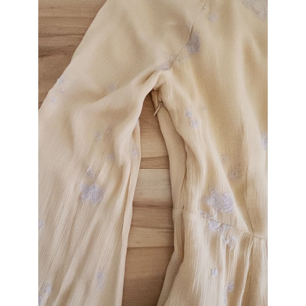 Free People Jasmine Bohemian Light Yellow Embroidered Mini Dress Sz  0  XS - Picture 7 of 12